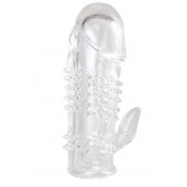 Прозрачная гелевая насадка с шипами и клиторальным отростком - 13 см. - Toyfa Basic - в Майкопе купить с доставкой