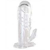 Прозрачная гелевая насадка с клиторальным отростком - 13 см. - Toyfa Basic - в Майкопе купить с доставкой