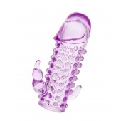 Закрытая фиолетовая насадка с 2 отростками - 13 см. - Toyfa Basic - в Майкопе купить с доставкой