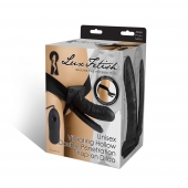 Полый страпон с двумя отростками и вибрацией Unisex Vibrating Hollow Strap-On Double Penetrating Dildo - 17,8 см. - Lux Fetish - купить с доставкой в Майкопе