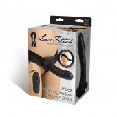Чёрный полый страпон с вибрацией Unisex Vibrating Hollow Strap-On - 14 см. - Lux Fetish - купить с доставкой в Майкопе