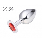 Коническая серебристая анальная втулка с красным кристаллом - 8,2 см. - Anal Jewelry Plug - купить с доставкой в Майкопе