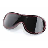 Чёрная перфорированная маска из кожи с красной строчкой - БДСМ Арсенал - купить с доставкой в Майкопе