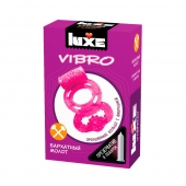 Розовое эрекционное виброкольцо Luxe VIBRO  Бархатный молот  + презерватив - Luxe - в Майкопе купить с доставкой