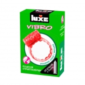 Розовое эрекционное виброкольцо Luxe VIBRO  Поцелуй стриптизёрши  + презерватив - Luxe - в Майкопе купить с доставкой
