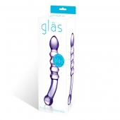 Лиловый двусторонний фаллоимитатор из стекла, 22 см - Glas