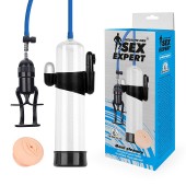 Прозрачная вакуумная вибропомпа Sex Expert с насадкой-вагиной - Sex Expert - в Майкопе купить с доставкой