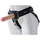 Черный пояс-трусики с насадкой  Гламур Dana  - 15,5 см. - LOVETOY (А-Полимер) - купить с доставкой в Майкопе