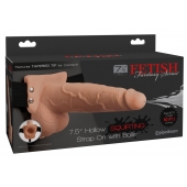 Телесный полый страпон с имитацией эякуляции 7.5  Hollow Squirting Strap-On with Balls Flesh - 21,6 см. - Pipedream - купить с доставкой в Майкопе