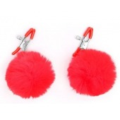 Зажимы для сосков с красным пушком - Notabu - купить с доставкой в Майкопе