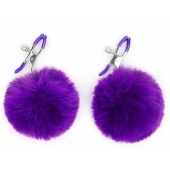 Зажимы для сосков с фиолетовым пушком - Notabu - купить с доставкой в Майкопе