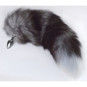 Серебристая анальная пробка с пушистым хвостом - Sitabella - купить с доставкой в Майкопе