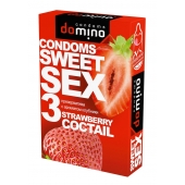 Презервативы для орального секса DOMINO Sweet Sex с ароматом клубничного коктейля  - 3 шт. - Domino - купить с доставкой в Майкопе