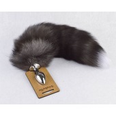 Серебристая анальная пробка с пушистым хвостиком - Sitabella - купить с доставкой в Майкопе