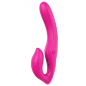 Ярко-розовый безремневой страпон REMOTE DOUBLE DIPPER - 22 см. - Dream Toys - купить с доставкой в Майкопе