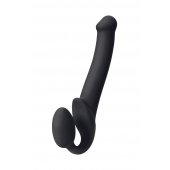Черный безремневой страпон Silicone Bendable Strap-On M - Strap-on-me - купить с доставкой в Майкопе