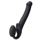 Черный безремневой страпон Silicone Bendable Strap-On M - Strap-on-me - купить с доставкой в Майкопе