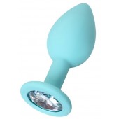 Мятная анальная пробка с прозрачным кристаллом Brilliant - 7 см. - ToyFa - купить с доставкой в Майкопе