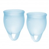 Набор голубых менструальных чаш Feel confident Menstrual Cup - Satisfyer - купить с доставкой в Майкопе