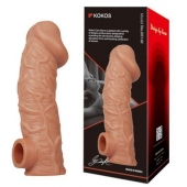 Телесная насадка на фаллос с отверстием для мошонки EXTREME SLEEVE - 17,6 см. - KOKOS - в Майкопе купить с доставкой
