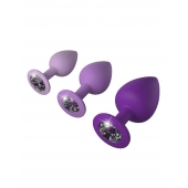 Набор из 3 фиолетовых анальных пробок со стразами Little Gems Trainer Set - Pipedream - купить с доставкой в Майкопе