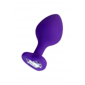 Фиолетовая анальная втулка Diamond Heart с прозрачным кристаллом - 8 см. - ToyFa - купить с доставкой в Майкопе