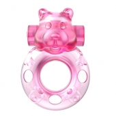 Розовое эрекционное виброкольцо на пенис Pink Bear - Baile - в Майкопе купить с доставкой