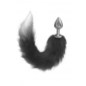 Серебристая анальная пробка с черным хвостом Starlit - Lola Games - купить с доставкой в Майкопе