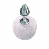 Серебристая анальная пробка с белым пушистым хвостиком Twinkle - Lola Games - купить с доставкой в Майкопе