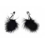 Зажимы на соски с черным пухом Euphoric - Lola Games - купить с доставкой в Майкопе