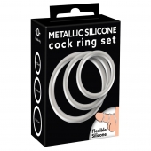 Набор из 3 эрекционных колец под металл Metallic Silicone Cock Ring Set - Orion - в Майкопе купить с доставкой