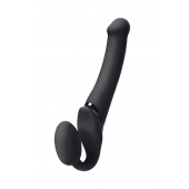 Черный безремневой вибрострапон Silicone Bendable Strap-On M - Strap-on-me - купить с доставкой в Майкопе