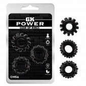 Набор из 3 черных эрекционных колец Gear Up Rings - Chisa - в Майкопе купить с доставкой