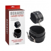 Черные оковы на ноги Obey Me Leather Ankle Cuffs - Chisa - купить с доставкой в Майкопе