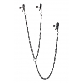 Черные зажимы на соски и клитор на цепочке DELUXE NIPPLE   CLIT CLAMPS - Dream Toys - купить с доставкой в Майкопе
