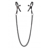 Черные зажимы на соски на цепочке BLAZE DELUXE NIPPLE CLAMPS - Dream Toys - купить с доставкой в Майкопе