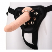Телесный страпон на черных трусиках STRAP ON REAL DILDO - 20 см. - Dream Toys - купить с доставкой в Майкопе