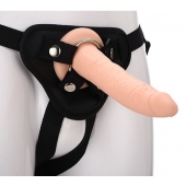 Телесный страпон на черных трусиках STRAP ON REAL DILDO - 20 см. - Dream Toys - купить с доставкой в Майкопе
