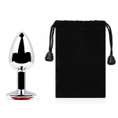 Серебристая анальная пробка с красным стразом - 7,2 см. - Anal Jewelry Plug - купить с доставкой в Майкопе