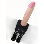 Черный узкий пояс на бедро с телесной насадкой - LOVETOY (А-Полимер) - купить с доставкой в Майкопе