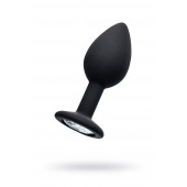 Черная анальная втулка с прозрачным стразом - 7,2 см. - POPO Pleasure - купить с доставкой в Майкопе