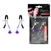 Оригинальные зажимы на соски с фиолетовыми шариками - Notabu - купить с доставкой в Майкопе