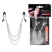 Оригинальные зажимы на соски с тройной цепочкой - Notabu - купить с доставкой в Майкопе