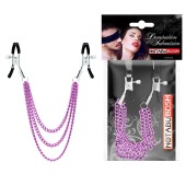 Оригинальные зажимы на соски с тройной розовой цепочкой - Notabu - купить с доставкой в Майкопе