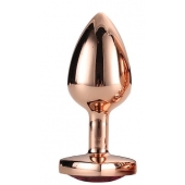 Золотистая анальная втулка с кристаллом-сердечком розового цвета - 7,1 см. - Dream Toys - купить с доставкой в Майкопе