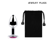 Серебристая анальная пробка с малиновым кристаллом - 7,2 см. - Anal Jewelry Plug - купить с доставкой в Майкопе