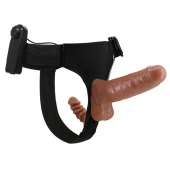 Страпон с вагинальной пробкой и вибрацией Ultra Passionate Harness - 16 см. - Baile - купить с доставкой в Майкопе
