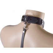 Черный ошейник с металлическими зажимами на соски и поводком - Sitabella - купить с доставкой в Майкопе