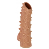 Телесная насадка с шипами и открытой головкой Nude Sleeve L - 14 см. - KOKOS - в Майкопе купить с доставкой