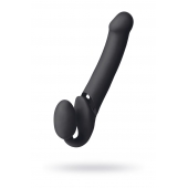 Черный безремневой вибрострапон Vibrating Bendable Strap-On L - Strap-on-me - купить с доставкой в Майкопе